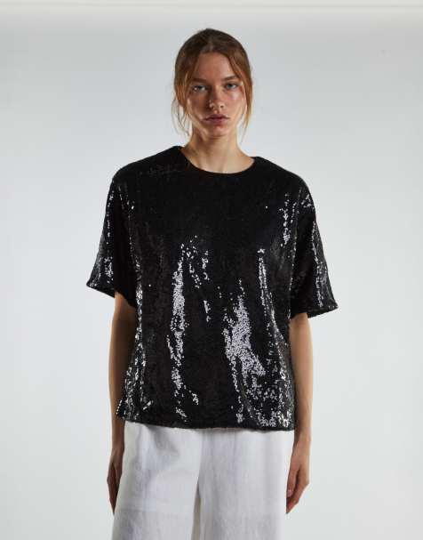 Glamorous Oversized-top in black sequin - view 1