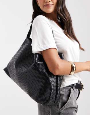 Glamorous Glamorous oversized woven shoulder bag in black
