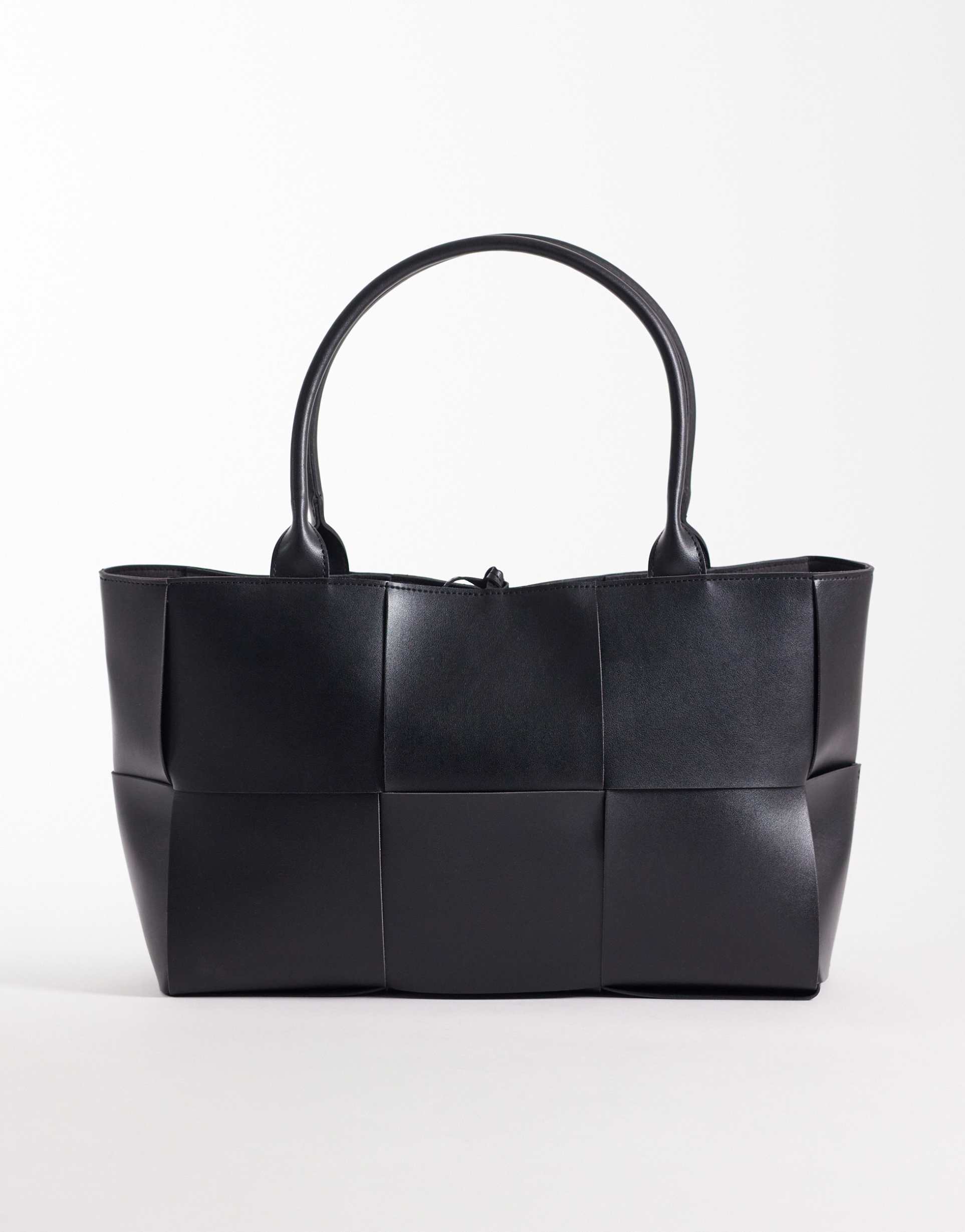 glamorous oversized woven tote bag in black
