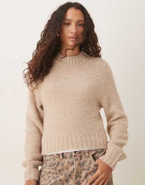 Glamorous fitted boxy knit jumper in oatmeal