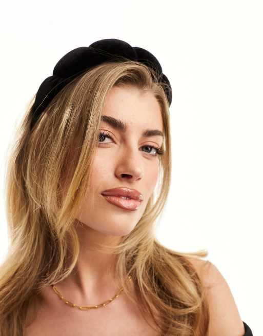 Glamorous padded hairband in black velvet, 2 of 4