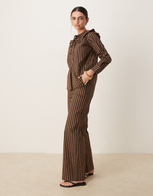 Glamorous - Pantalon large à rayures - Marron et noir, 4 de 5