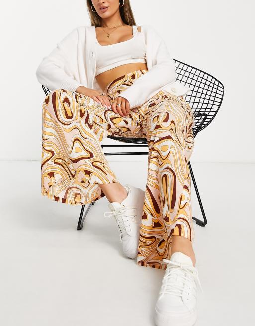 Glamorous - Pantaloni a fondo ampio e a vita alta con stampa effetto marmo, 2 di 4