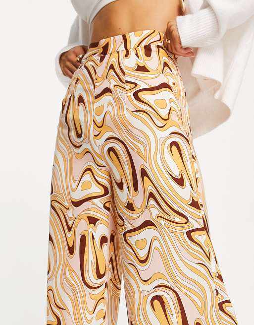 Glamorous - Pantaloni a fondo ampio e a vita alta con stampa effetto marmo, 3 di 4