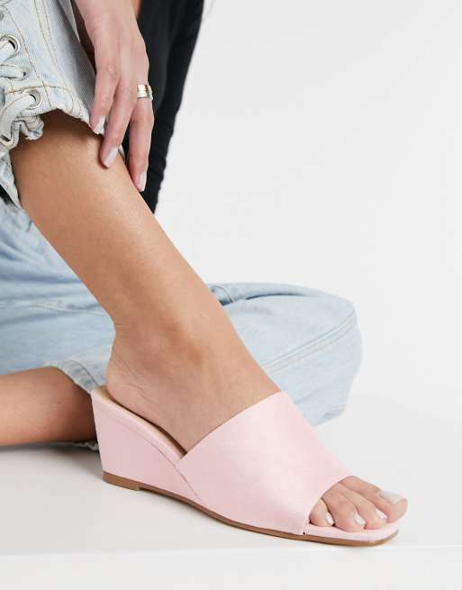 Glamorous – Pantoletten mit Absatz in Rosa