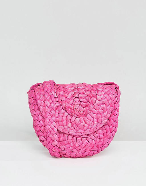 Glamorous Paper Straw Cross Body Bag in Pink