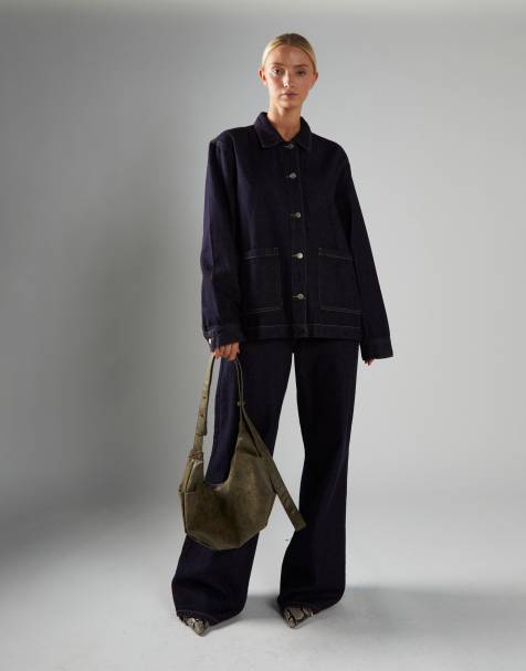 Glamorous Patch Pocket Denim Jacket in dark indigo