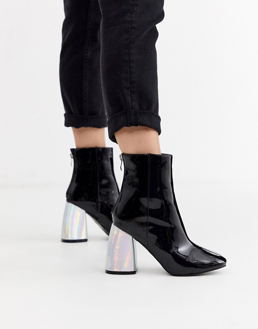 Glamorous Silver Block Mid Heeled Sandals | ASOS