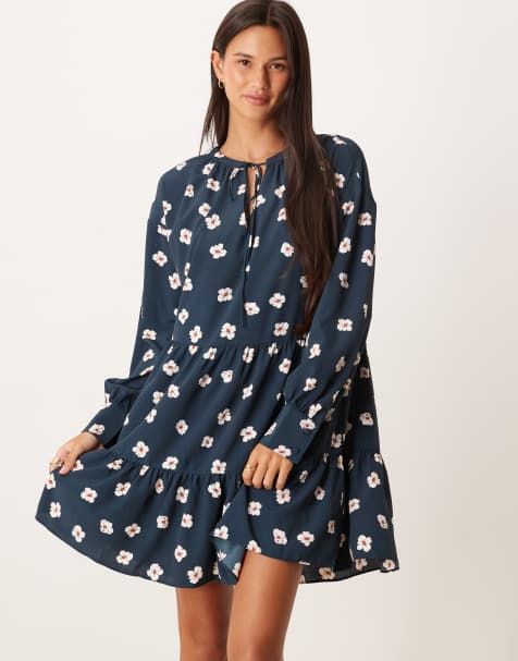 Glamorous Pattern shift mini dress in navy hibiscus - view 1