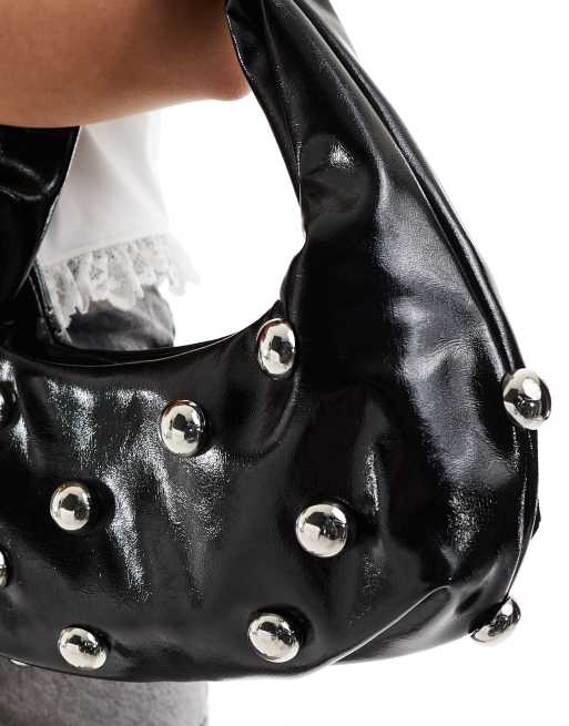 Sac à Dos En Cuir Noir Clouté Disturbia – Forme Carrée, Style Gothique