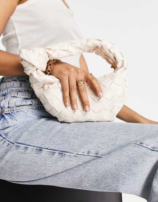 Glamorous - Petit sac à main en PU tressé - Crème, 4 de 4
