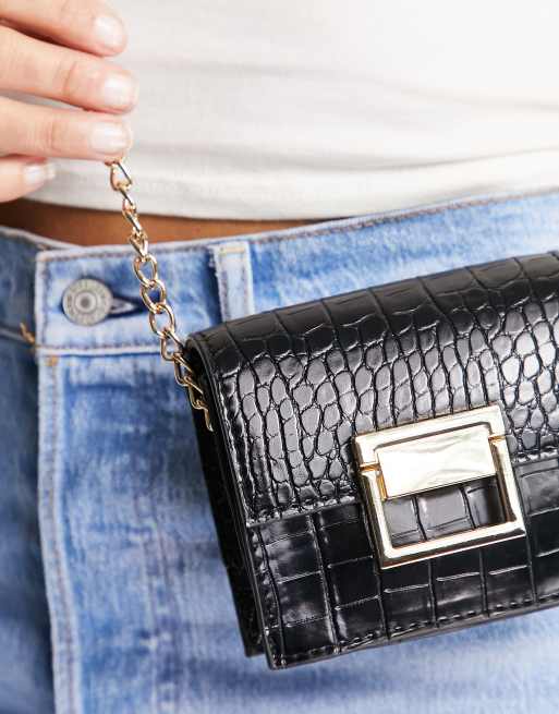 Petit sac noir outlet croco