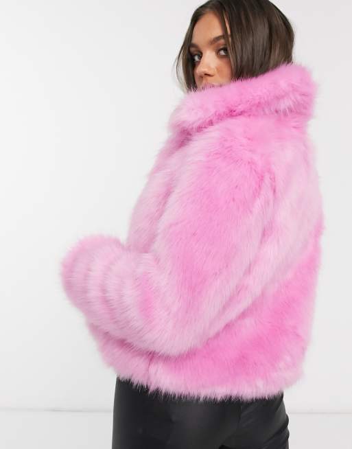 Asos pink fur coat sale