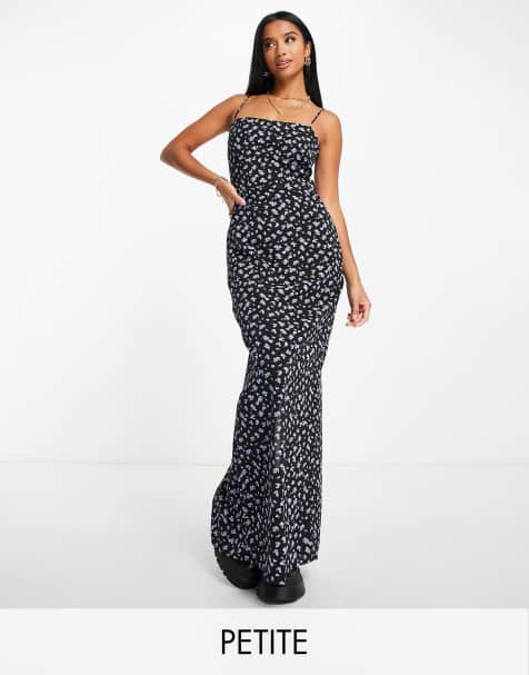 Glamorous Petite floral print cami maxi dress in black and purple - view 1