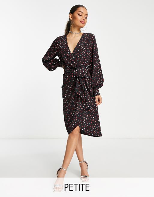 Petite black 2024 wrap dress