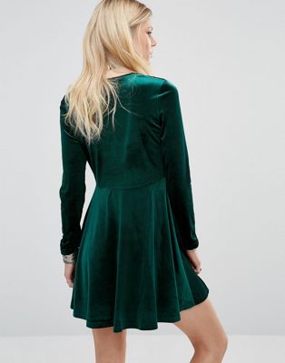 petite green velvet dress