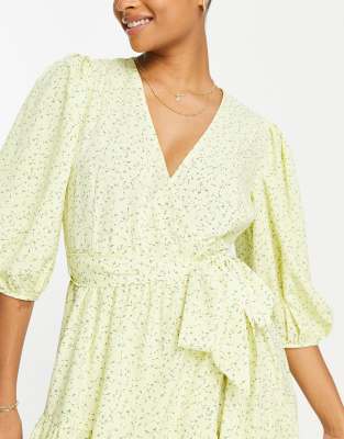 micro floral wrap mini dress