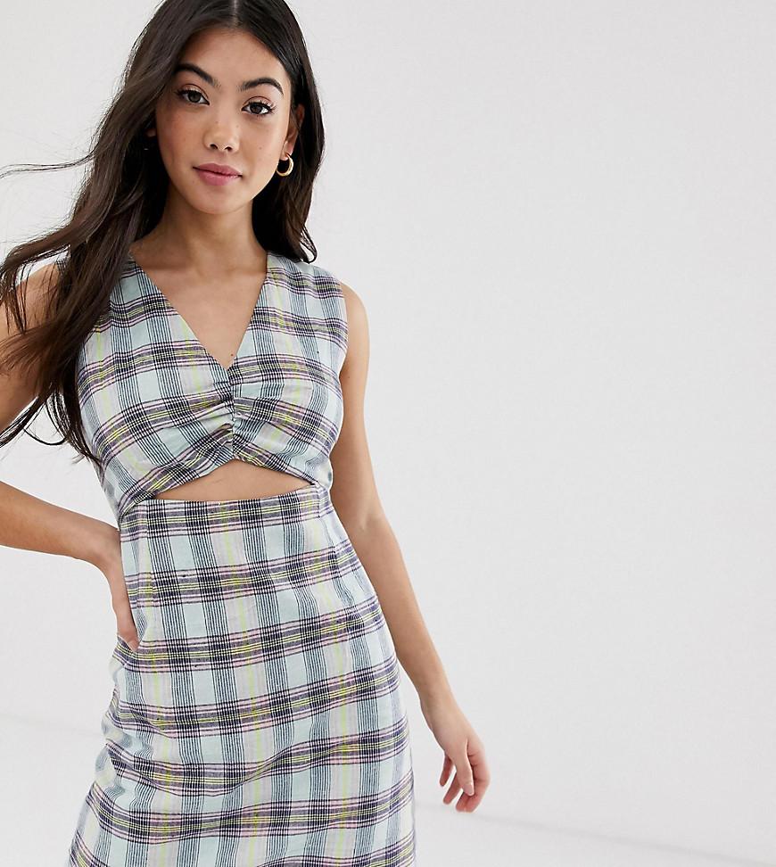 Glamorous Petite - Mini-jurk met gedraaide voorkant en ruitenprint-Multi