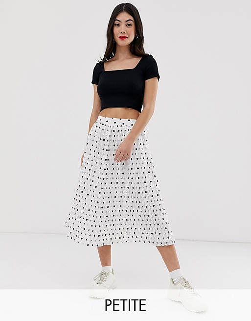 Glamorous Petite plisse midi skirt in mini spot print | ASOS