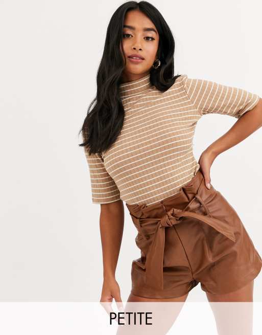 Glamorous Petite – Randig topp med hög krage i vintagestil