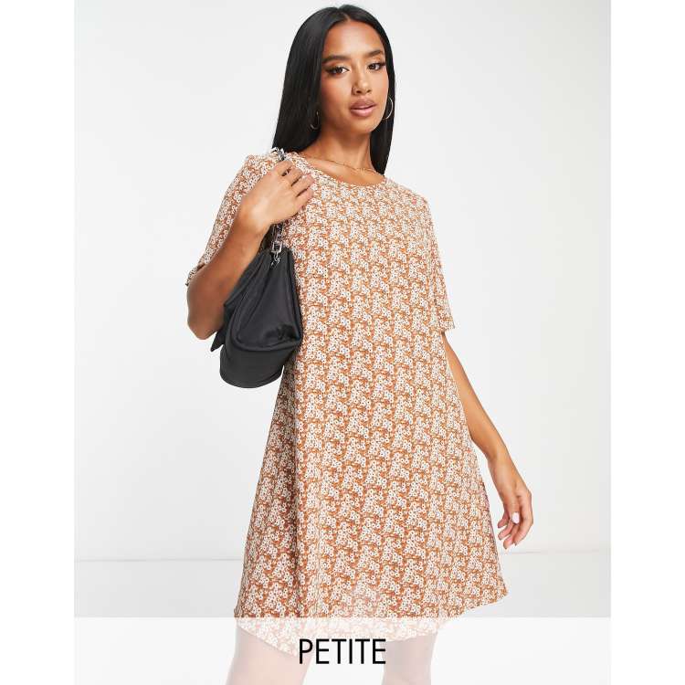 Glamorous Petite short sleeve shift dress in orange ditsy floral