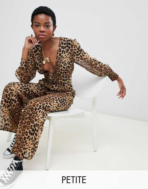 Petite sales leopard jumpsuit