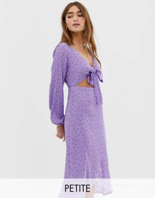 polka dot plunge midi dress by glamorous