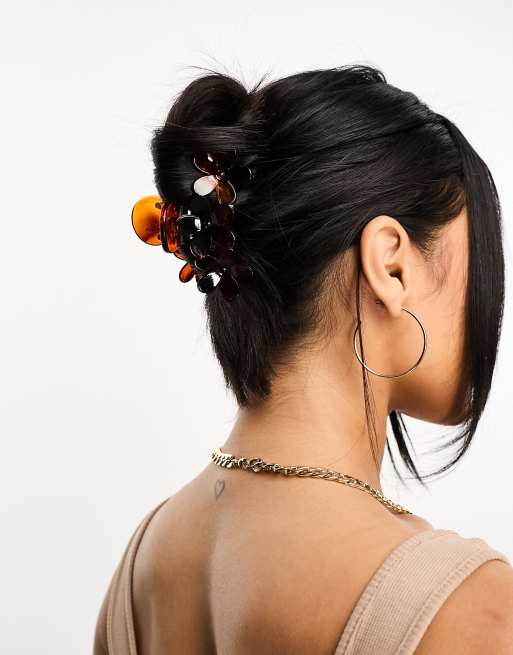 Glamorous - Pince à cheveux oversize en forme de fleur - Écaille de tortue 