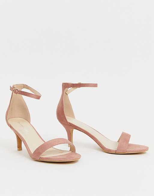 Glamorous pink barely there kitten heel sandals