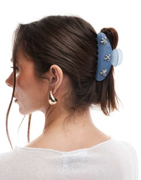 Glamorous - Pinza per capelli blu con fiocchi - view 1