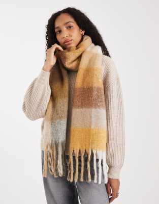 Glamorous Plaid Blanket Scarf In Yellow