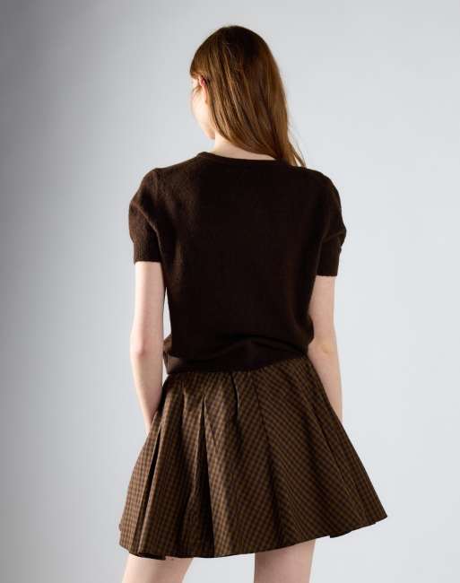 Glamorous Plaid pleated mini skirt in khaki brown check, 2 of 4