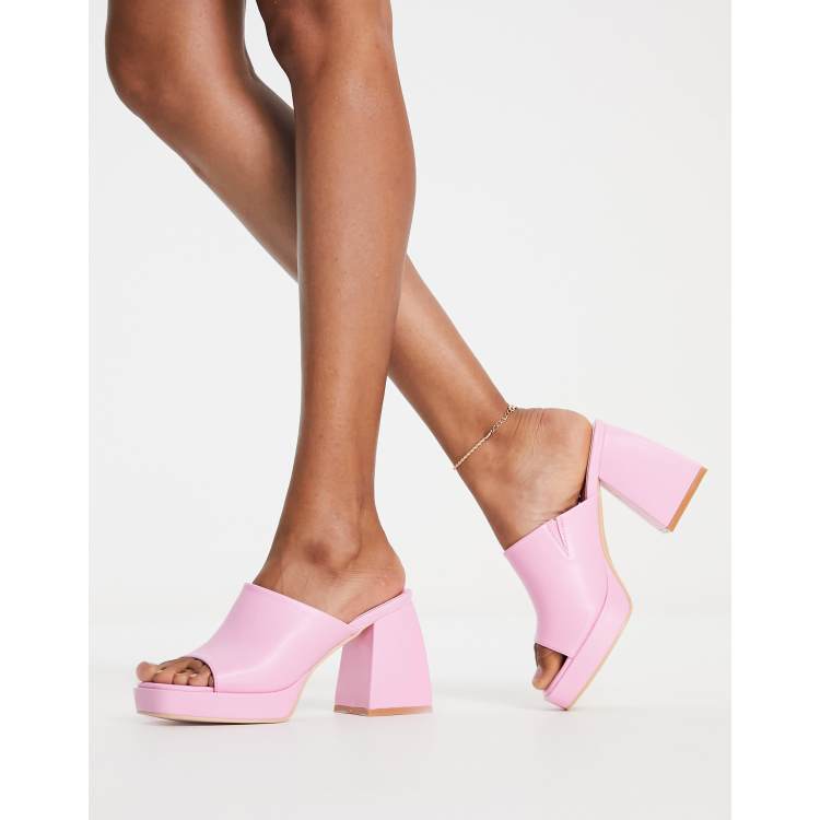 Pink block heel discount mules