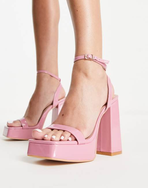 Pink Patent Sandal-Strap Heels 