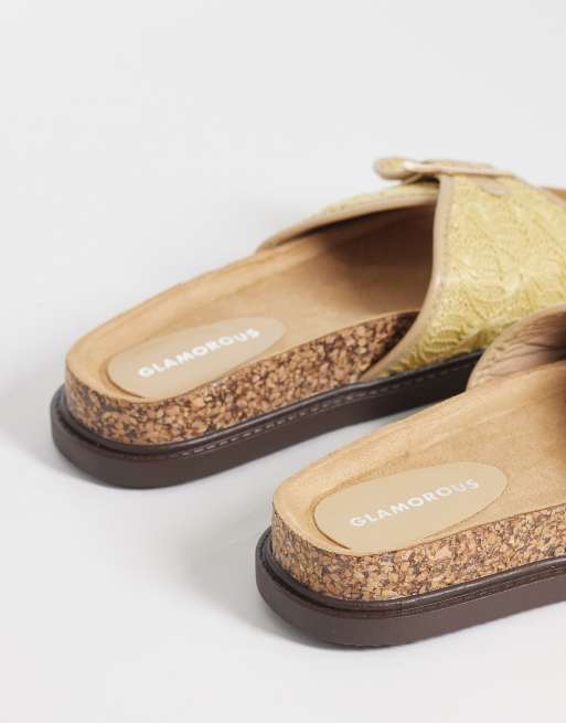 Glamorous - Platte geweven sandalen in naturel, 4 van 4