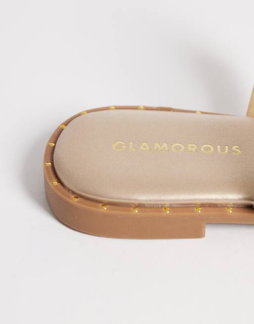 Glamorous - Platte sandalen met goudkleurige schelpen in goud, 3 van 4