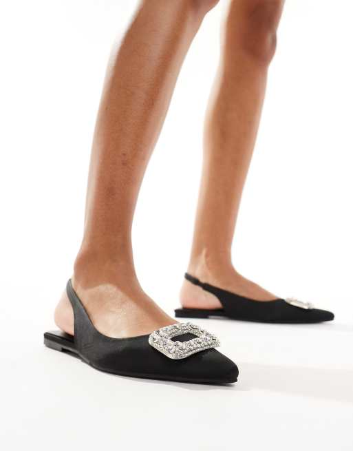 Glamorous - Platte slingback-schoenen in zwart