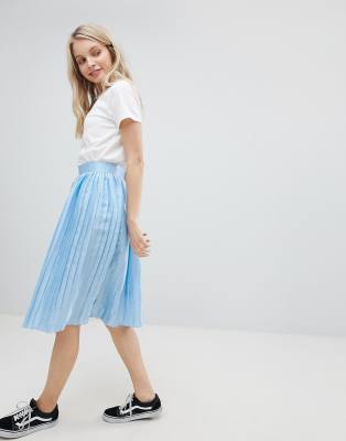 Glamorous Pleated Metallic Skirt-Blue