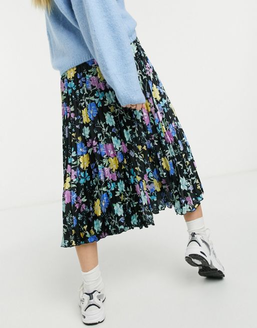 Glamorous pleated midi skirt in winter floral | ASOS