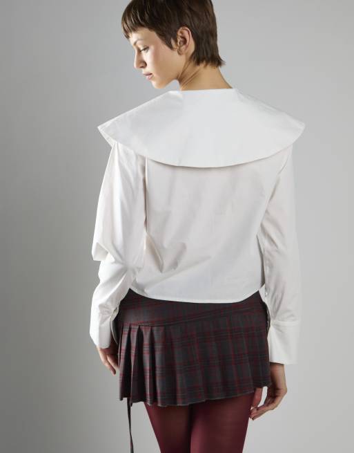 Glamorous Pleated mini skirt in grey red check, 2 of 4