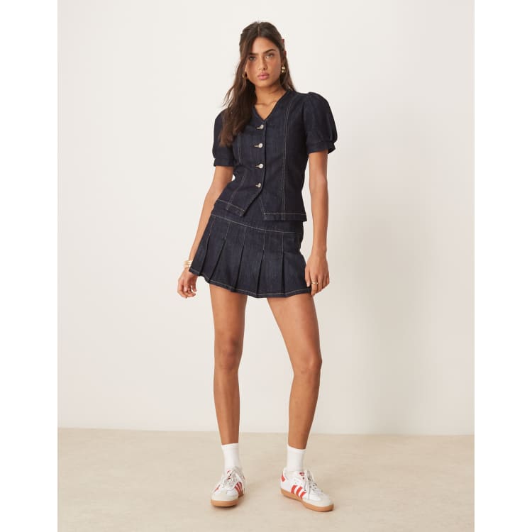 BELPER WITH PLEATS DENIM SKIRT（INDIGO）　2 image_9f7ef7ee-5b8e-4856-9d28-