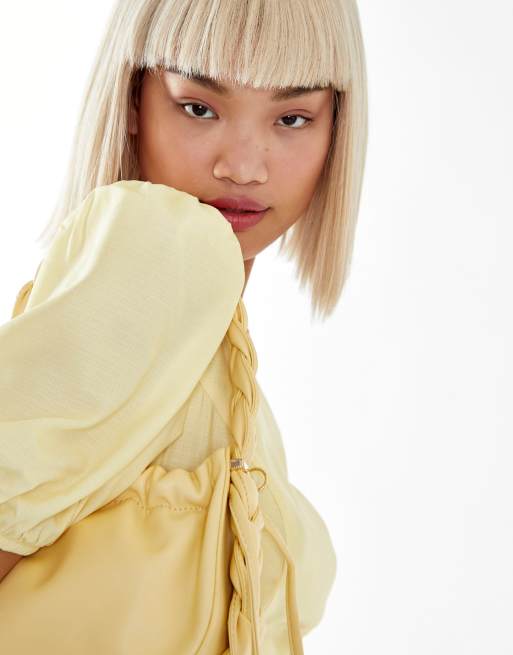 Glamorous Pleated-open-back mini-dress in pale yellow, 4 of 4