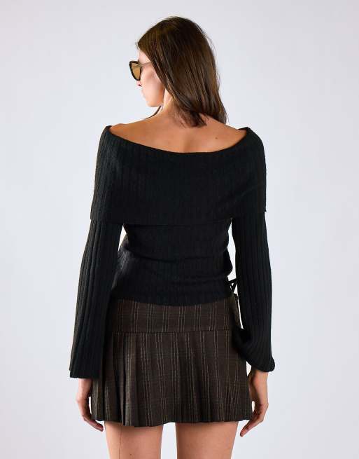 Glamorous Pleated tie mini skirt in dark brown check, 2 of 4