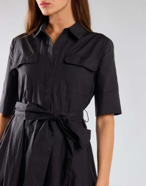 Glamorous Pleated tie waist maxi dress in black, 4 of 4