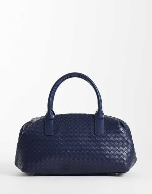 Glamorous pleciona torebka typu bowler w granatowym kolorze, 1 z 4