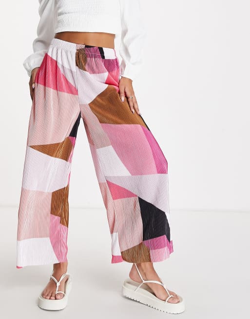 Glamorous plisse colour block culottes in pink (part of a set)