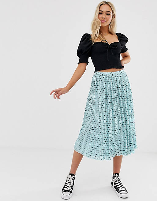 Glamorous plisse midi skirt in mini star print | ASOS