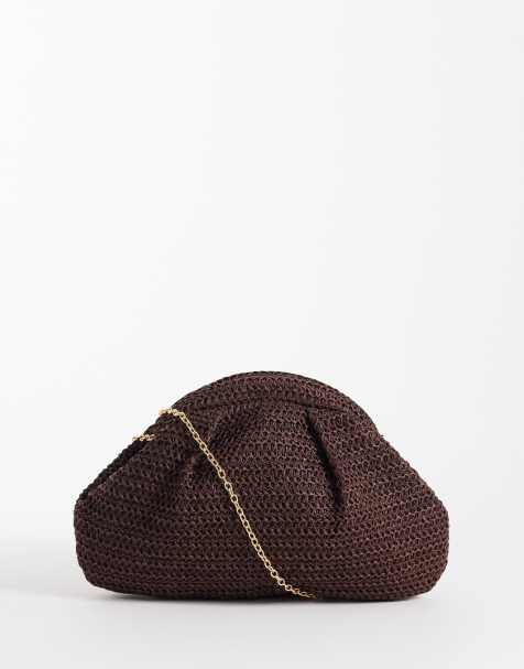 Glamorous - Pochette a cuscino in paglia marrone - view 1