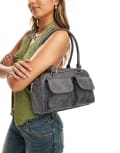 [Glamorous] Glamorous pocket detail top handle bag in washed grey-Brown No Size GREY