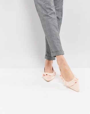 pink pointed flat shoes